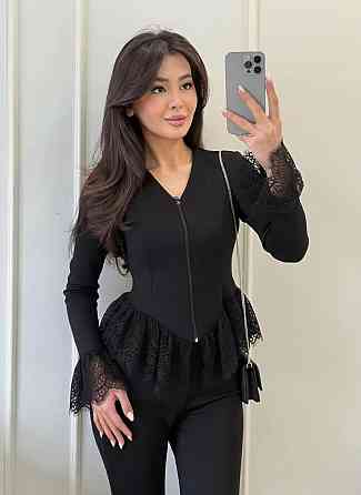 Женский стильный привлекательный костюм с кружевом микродайвинг+гипюр Одесса