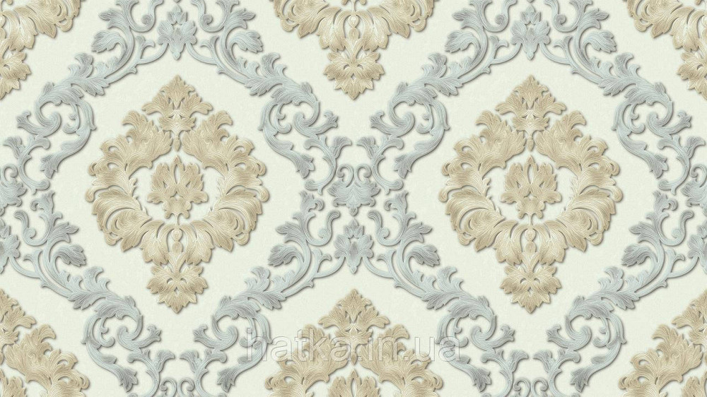 Обои метровые виниловые на флизелине Sintra Classic классика вензеля узоры структурные золото серебро на беж 500019 Киев - изображение 2