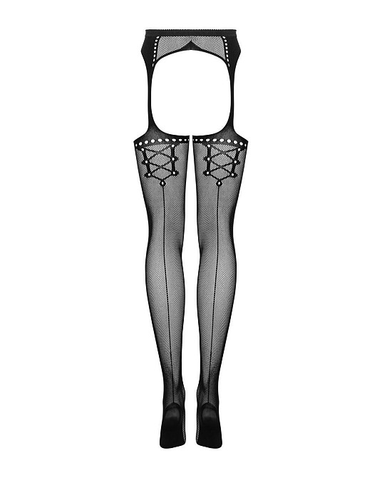 Сітчасті панчохи-стокінги зі стрілкою Obsessive Garter stockings S314 S/M/L, чорні, імітація гартері Sex Aura Київ - фото 6