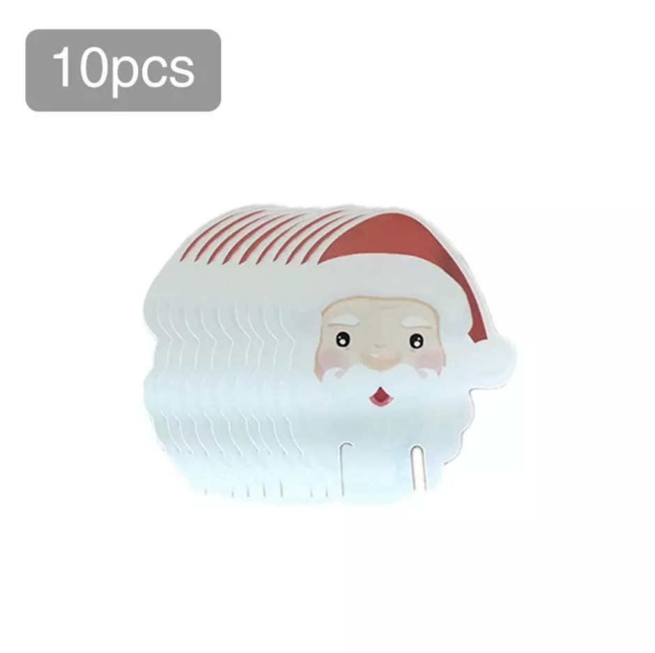 Декор на новый год на бокалы Дед Мороз 10 штук 7 на 5 см красно-белый Киев - изображение 11