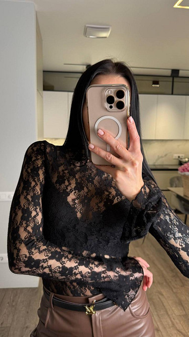 Жіночий стильний привабливий мереживний лонгслів стрейч гіпюр Одеса - фото 6