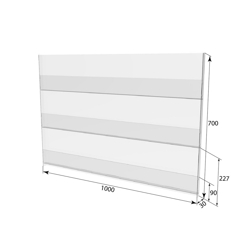 Полиця вітрина EKOSTAR 3-х ярусна 1000х700х30 Київ - фото 4