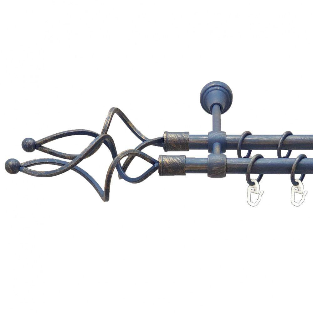 Карниз Orvit Ажур Хвилястий металевий дворядний литий гладка труба кільце металеве Блакить Золота 16\16 мм 200 см (00-00009059) Львів - фото 1