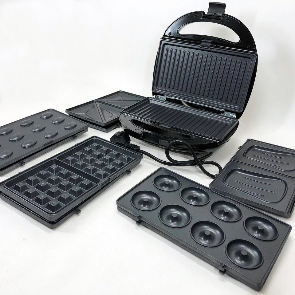 Мультипекар з пластиною для приготування бутербродів Domotec MS-7706 1000 w, Гриль електричний для дачі QB-98 Львів - фото 7