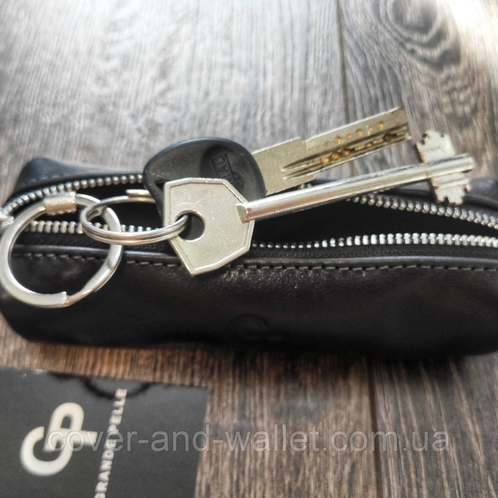 Черная глянцевая кожаная ключница ручной роботы Grande Pelle Киев - изображение 4