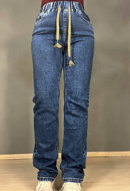 Джинси жіночі Vanver 8023 MOM STRAIGHT jeans comfort рівні стрейчеві талія на резинці шнурок сині, синій, З6, 36, 94 см, 116 см Київ - фото 11