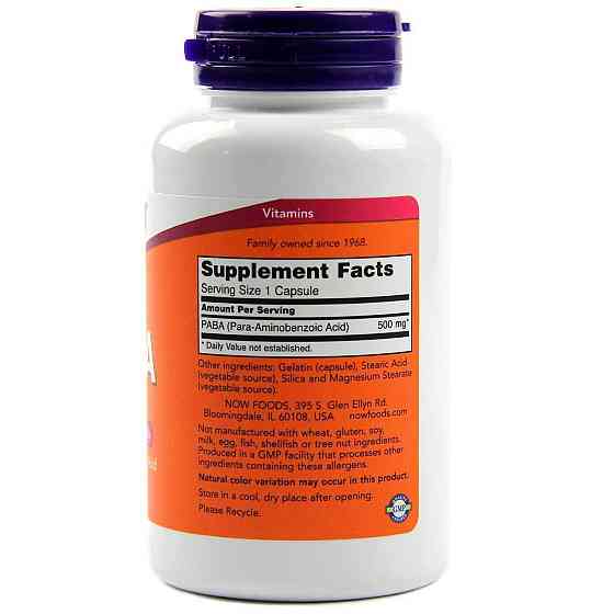 ПАБК ( Вітамін В10) Now Foods PABA 500 мг 100 капсул Київ