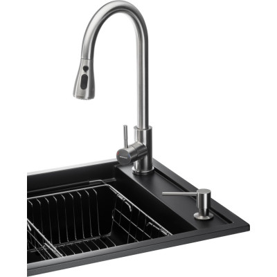 Мийка кухонна GRANADO Basic Estella black (+ змішувач Campo LUX inox + дозатор Redondo inox + кошик + (ksg0101) Вінниця - фото 9