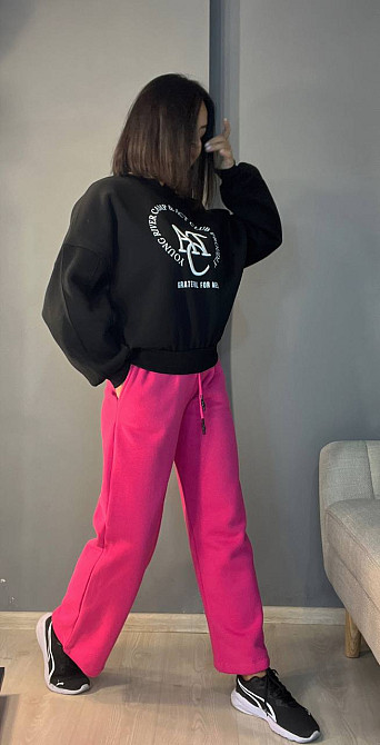 Штани жіночі OLIVIA 2236 спортивні кюлоти укорочені на флісі малинові, малиновий, ML Київ - фото 1