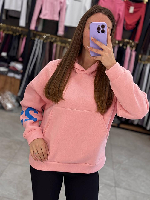 Жіноча стильна комфортна тепла худа турецька тринитка на флісі Рожевий, 42/44 Одеса - фото 1