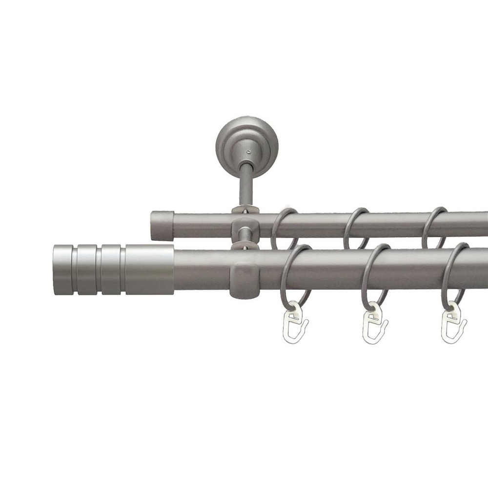Карниз Orvit Модуло металевий дворядний відкритий гладка труба кільце металеве Сатин 25\16 мм 300 см (00-00026088) Львів - фото 1
