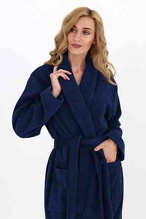 Женский халат Ideal Textile банный махровый Темно-синий XXL (56860470) Черновцы