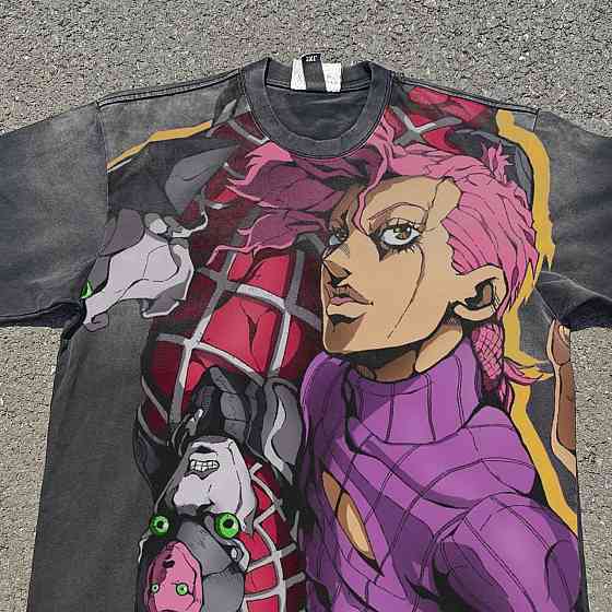 Футболка чоловіча з принтом аніме Аніме Джоджодіаволо Король Крімсон оверсайз (S/M/L) Черний Дніпро