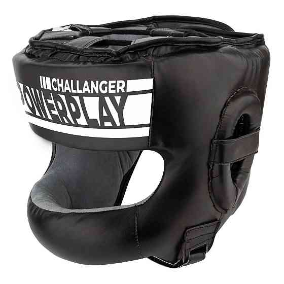 Боксерський шолом тренувальний PowerPlay 3067 з бампером PU + Amara Чорний M Каменское