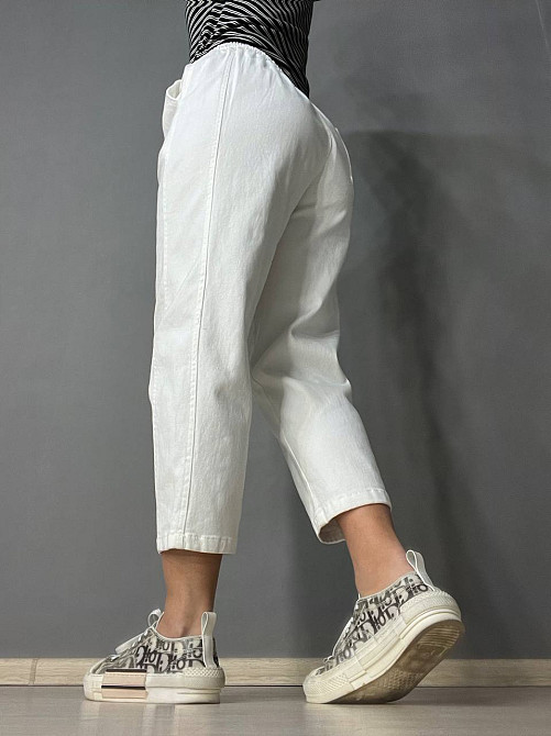 Джинси жіночі A-N 9962 MOM кюлоти укорочені резинка на таліі шнурок білі, білий, M, M, 76 см, 100 см Київ - фото 2