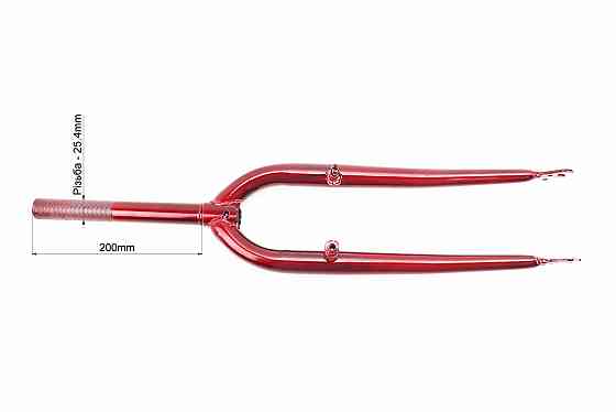 Вилка 26" з різьбою 1" (25,4мм), шток 200мм, V-brake, червона Київ