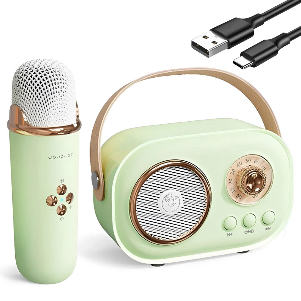 Колонка для караоке з мікрофоном на акумуляторі, Зелений / Блютуз колонка з мікрофоном / Караоке колонка Київ - фото 1