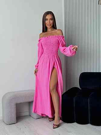 Жіноче романтичне плаття максі з натуральної тканини муслін 100% бавовна Рожевий, 46/48 Одеса