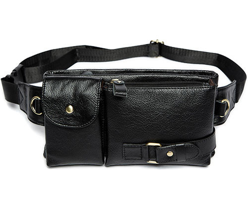 Сумка на пояс шкіряна чорна або через плече Київ - фото 1