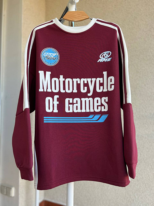 Свитшот женский W 9271 оверсайз широкий покрой надпись лампа утепленная на меху, бордовый, one size Киев - изображение 6