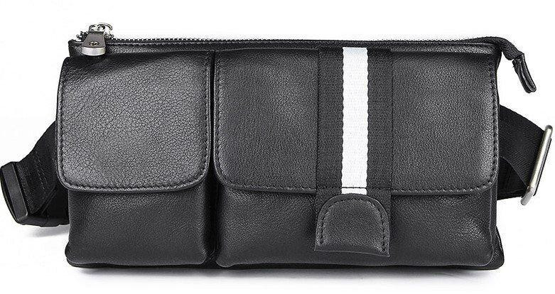 Сумка поясная кожаная Vintage 14953 Черная Киев - изображение 1