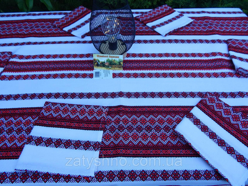 Яскраво червона вишита скатертина з серветками 230 *140 Київ - фото 8