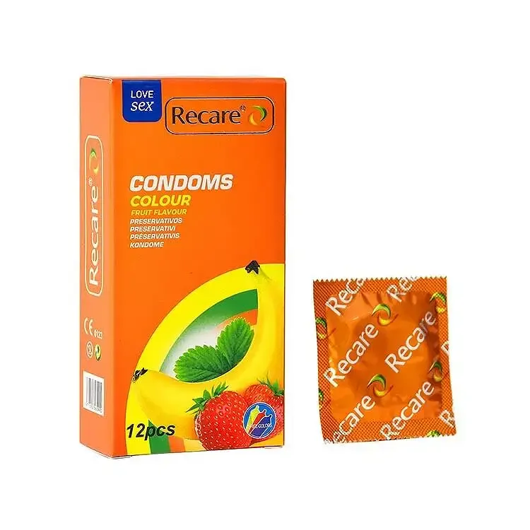 Презервативи Recare Color Fruit Flavour Condoms 12 шт, аромати: м'ята, банан, полуниця Львів - фото 1
