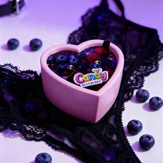 Масажна свічка з ароматом чорниці Candy Blueberry у формі серця, 70 мл Sex Aura Київ