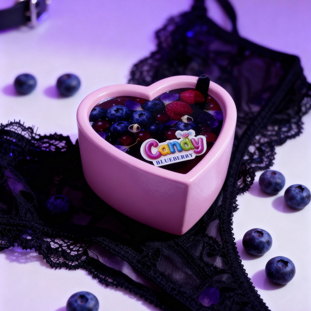 Массажная свеча с ароматом черники Candy Blueberry в форме сердца, 70 мл Sex Aura Киев - изображение 2