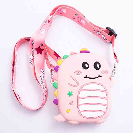 Детская силиконовая сумка Динозавр 12×11×3 (см) через плечо Розовый HP-55-4P Киев