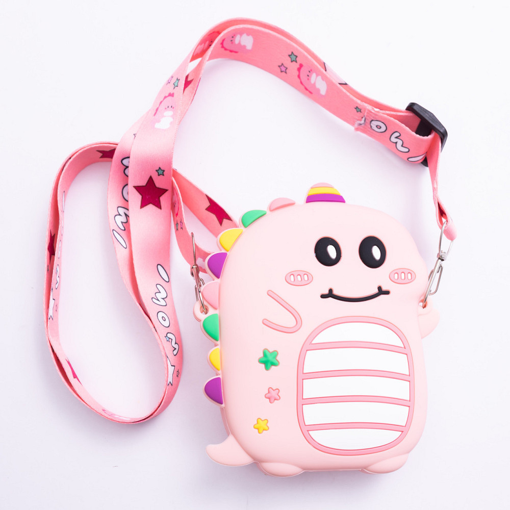 Дитяча силіконова сумка Динозавр 12×11×3 (см) через плече Рожева HP-55-4P Київ - фото 1