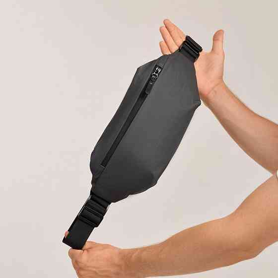 Чоловіча бананка нейлонова сумка сіра Pobedov Minimal Київ