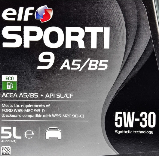 Синтетична моторна олія Elf Sporti 9 A5/B5 5W-30 5 л SL/CF Вінниця - фото 3