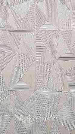 Шпалери вінілові на флізеліні AdaWall Omega1.06х10 геометрія 3д білі скручені срібло 23204-2 Київ