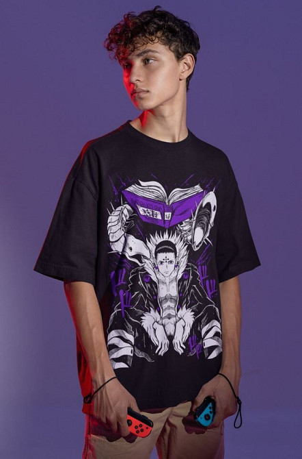 Футболка для хлопчика з аніме принтом Мисливець × Мисливець оверсайз (зріст від 165 до 180) Чорний AnimeJ1140m Дніпро - фото 2