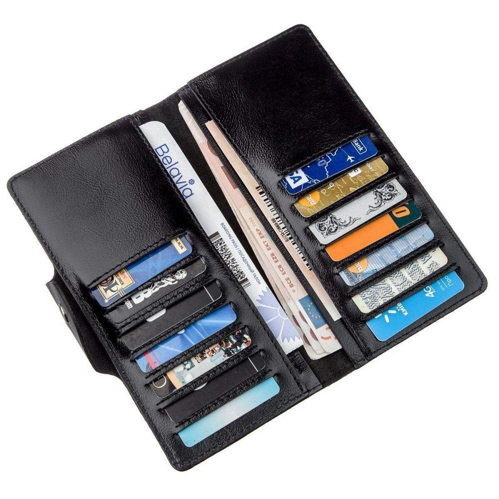 Бумажник мужской вертикальный из кожи алькор на кнопках Черный (SHVIGEL) Киев - изображение 3