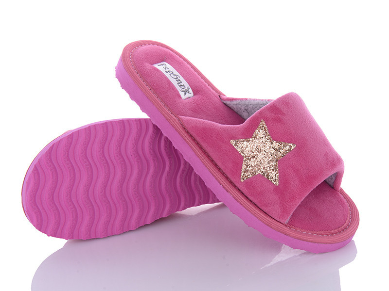 Жіночі домашні капці відкриті велюрові рожеві "Pago" зірка рожева 41 Одеса - фото 1