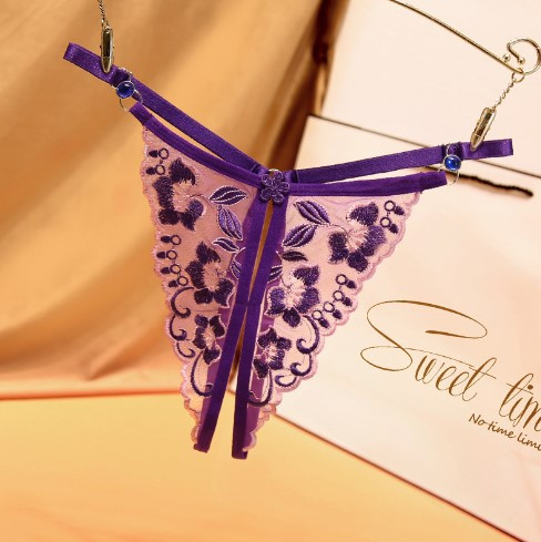 Трусики з розрізом з квітковим принтом універсальний фіолетовий Київ - фото 1