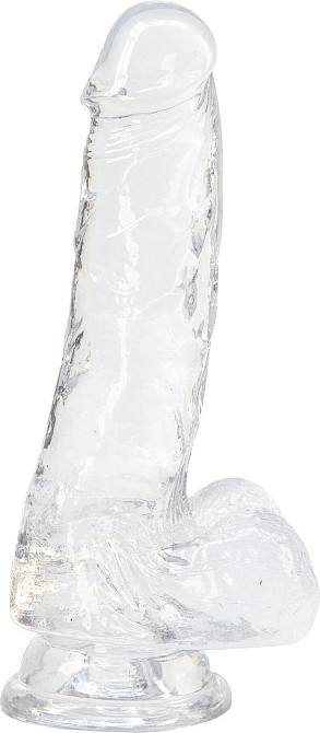 Прозрачный фаллоимитатор на присоске ADDICTION — Clear Dildo with Balls 7″, вибропуля в подарок Sex Aura Киев - изображение 1