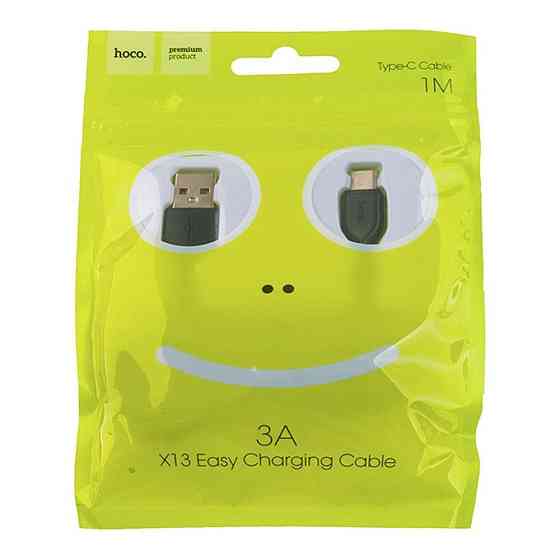 Кабель HOCO X13 USB to Type-C 3A, 1m, PVC, PVC connectors, Black Киев