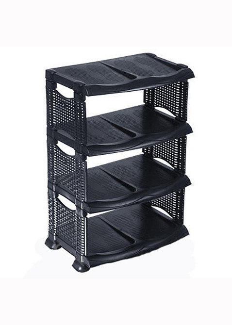 Полка для обуви 4 яруса чёрная, 72х48х33, 