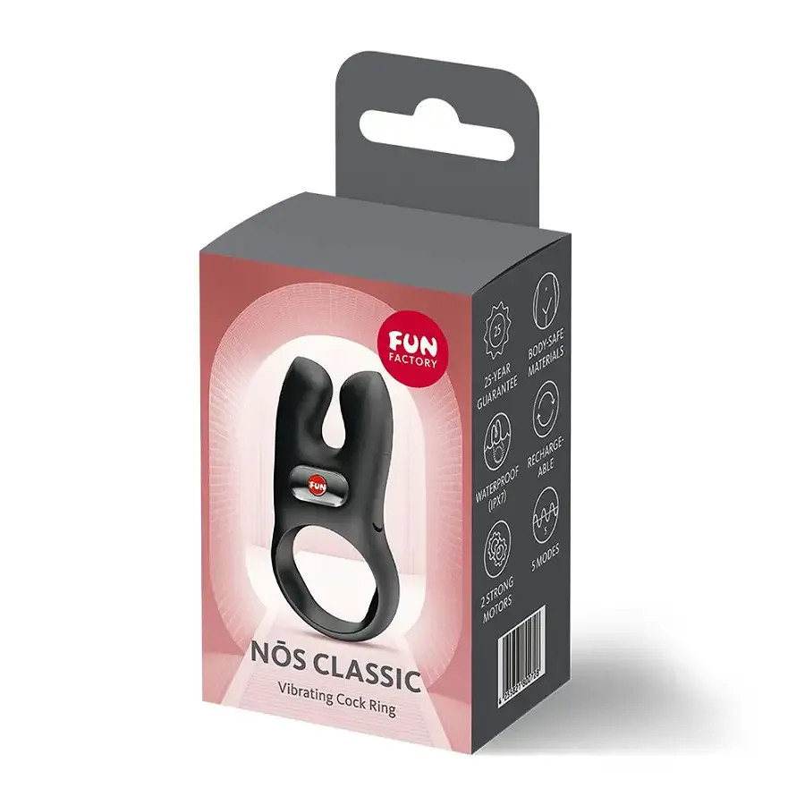 Эрекционное виброкольцо с двойной стимуляцией клитора Fun Factory NŌS CLASSIC Black, 2 мотора Львов - изображение 8