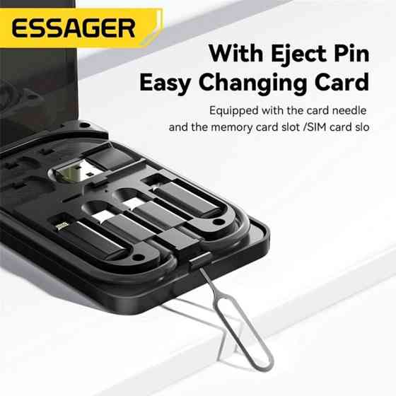 Кабель Essager ECJHZ-JH01-P Type-C to Type-C + набор адаптеров (Черный, 0.28м) Николаев