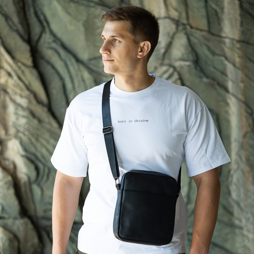 Сумка через плечо мужская кожаная барсетка стильная молодежная, чернаяMasterSem Киев - изображение 4