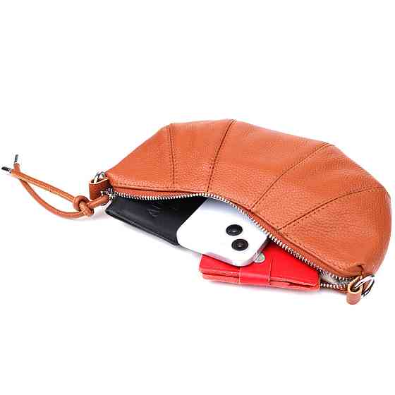 Напівкругла сумка жіноча з натуральної шкіри Коричневий (Vintage) Київ