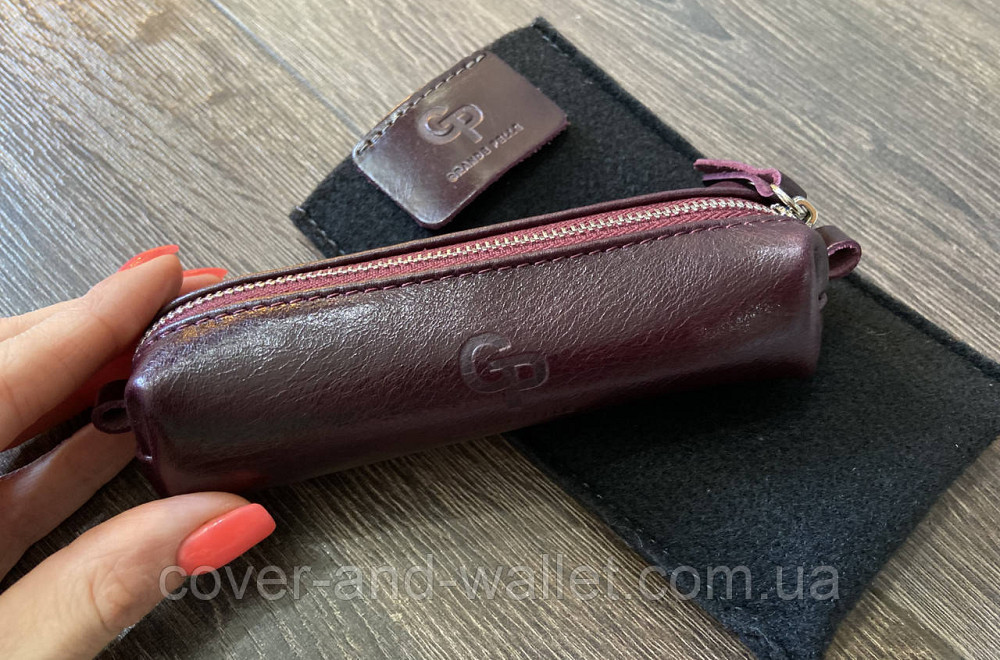 Женская ключница из гладкой кожи бордового цвета на молнии Grande Pelle Киев - изображение 1