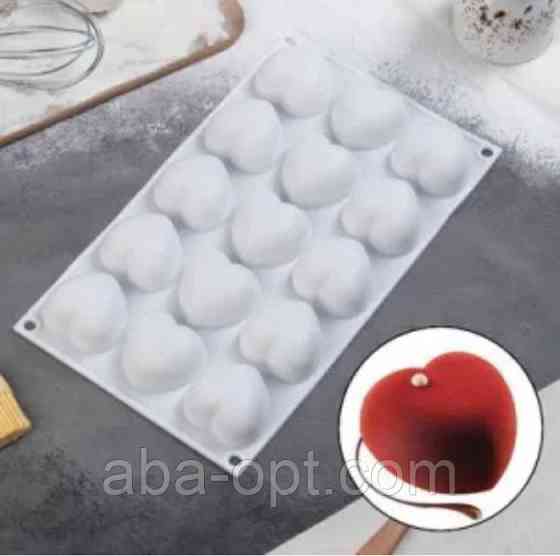 Форма силиконовая на 15 изделий 29 х 17 х 2 см Сердце ( шт ).Aba-Opt Одесса