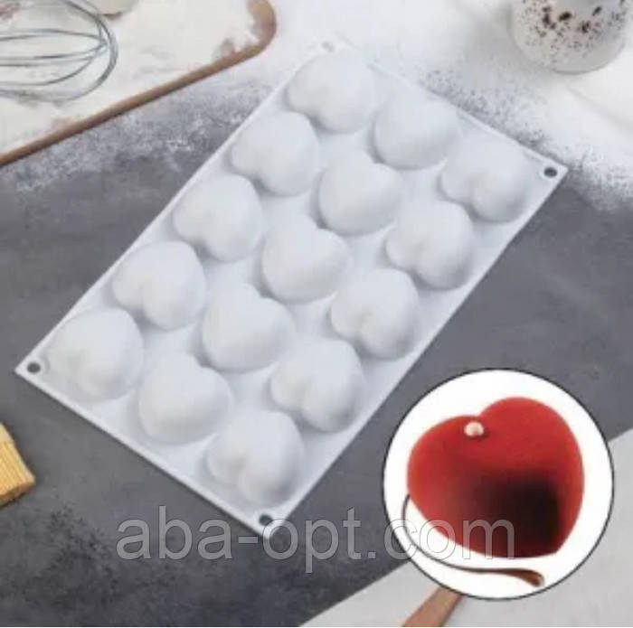 Форма силиконовая на 15 изделий 29 х 17 х 2 см Сердце ( шт ).Aba-Opt Одесса - изображение 1