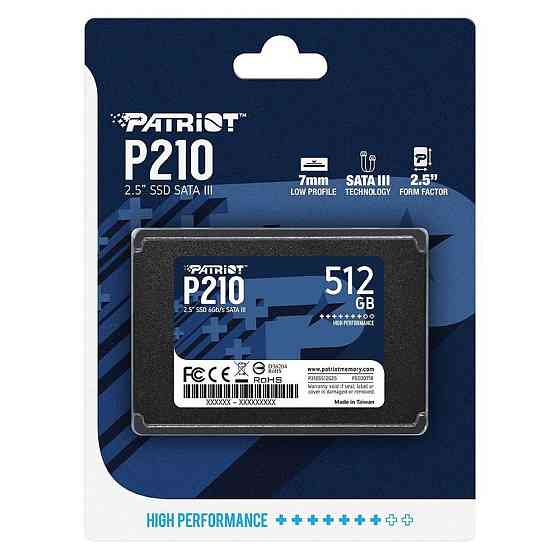 SSD диск накопичувач Patriot P210 512GB 2.5" 7mm SATAIII 3D QLC P210S512G25 Одеса