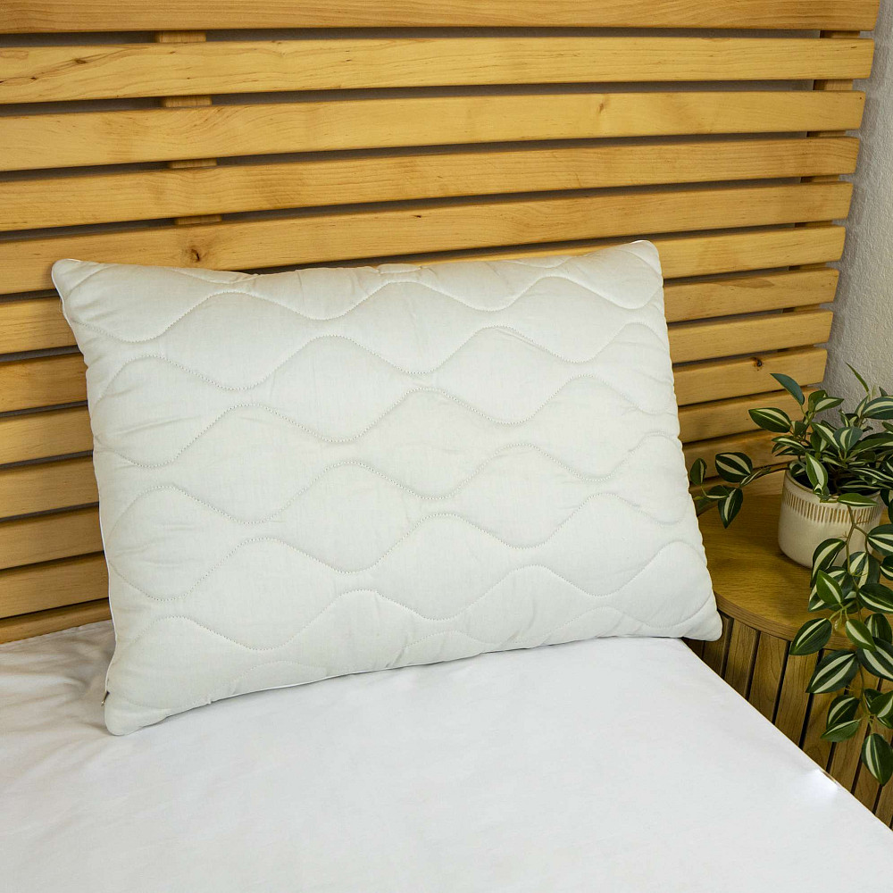 Подушка конопляная стеганная YouStar 50х70 см чехол 100% хлопок Сатин (Белый) Сумы - изображение 1